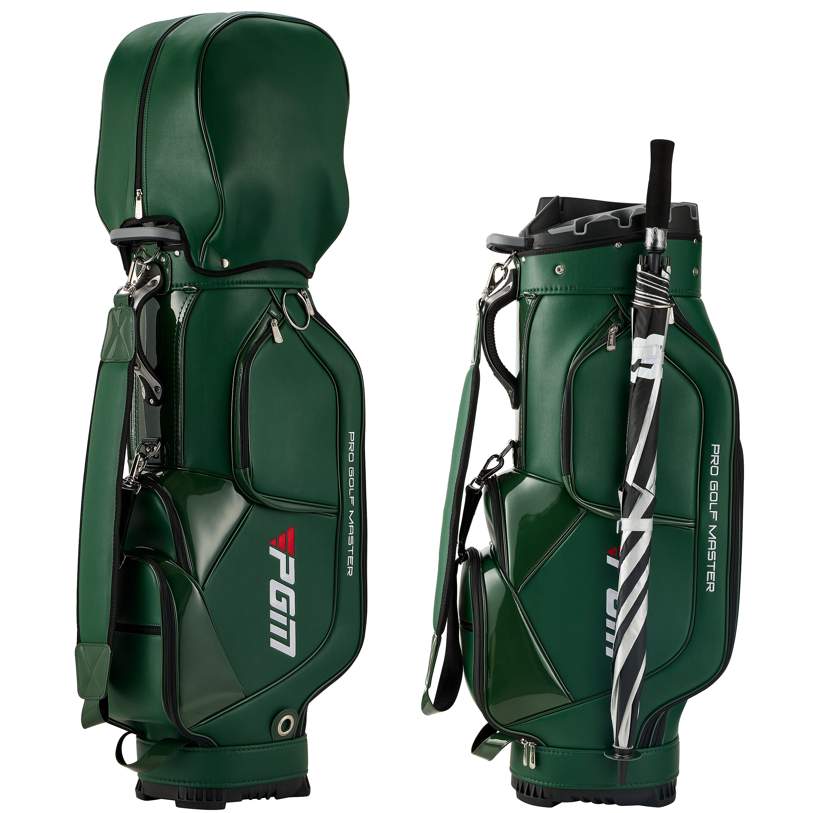 PGM Golf Cart Bag 14 Way Organizer Divider Silent Top Waterproof Bag/Green leather