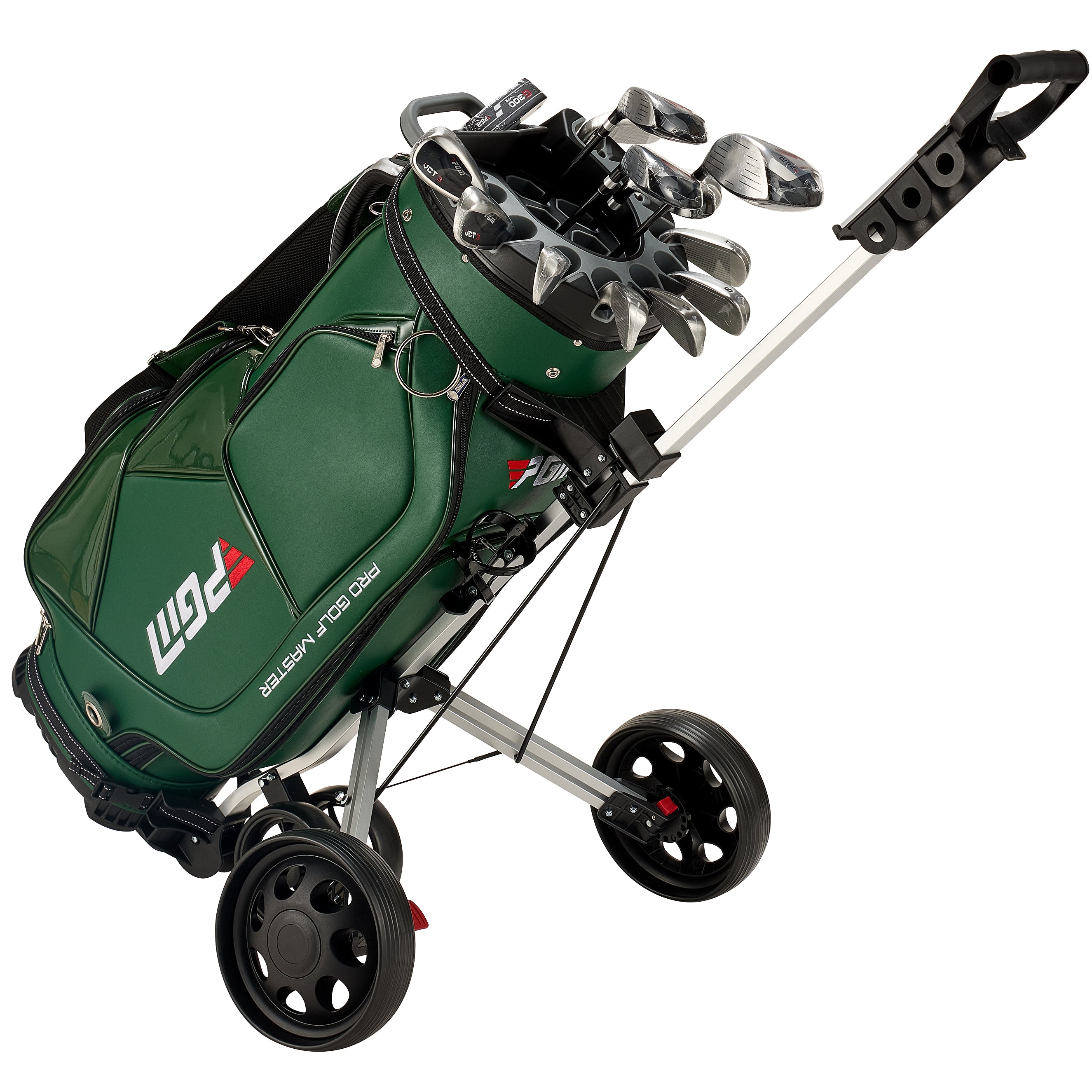 PGM Golf Cart Bag 14 Way Organizer Divider Silent Top Waterproof Bag/Green leather