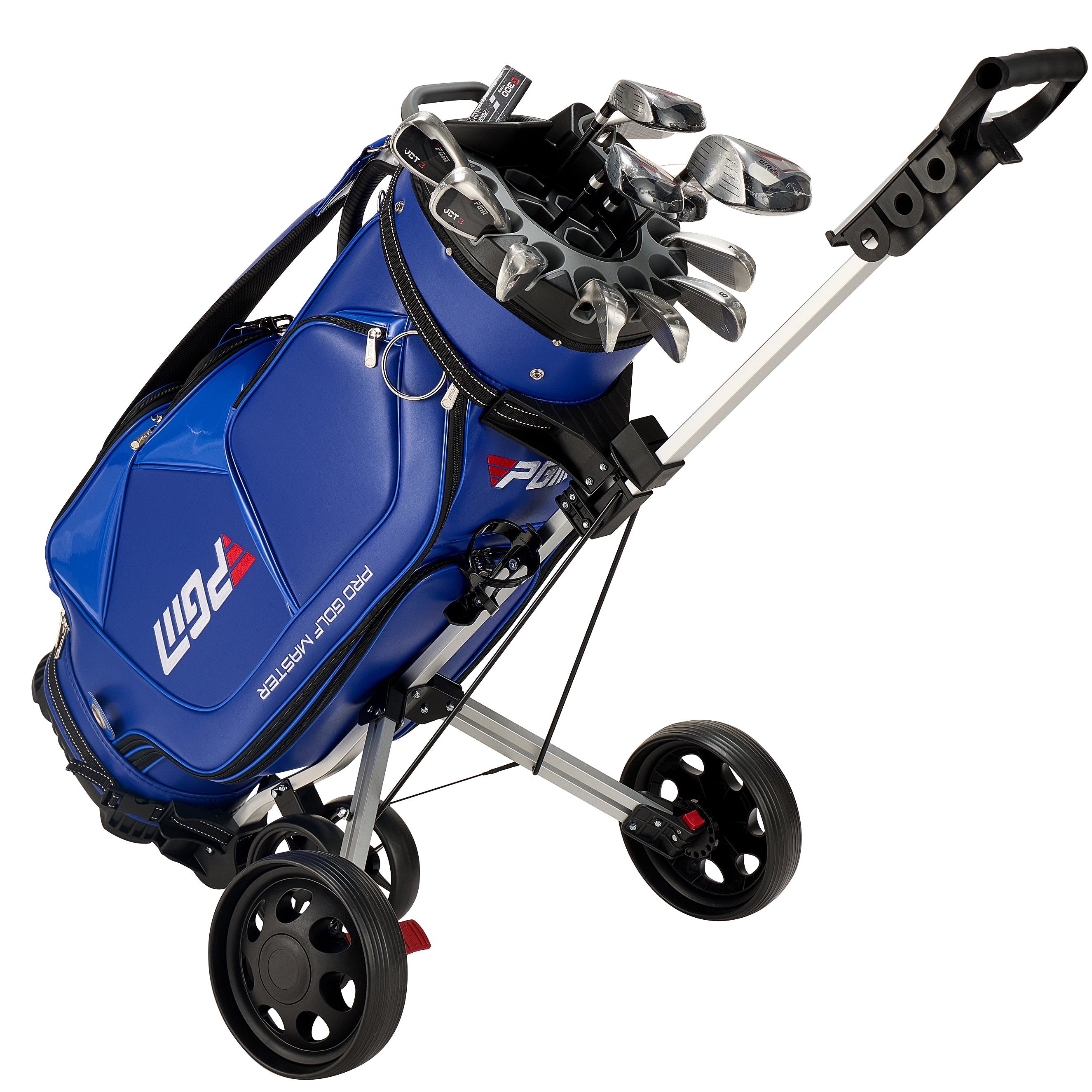 PGM Golf Cart Bag 14 Way Organizer Divider Silent Top Waterproof Bag/Blue leather