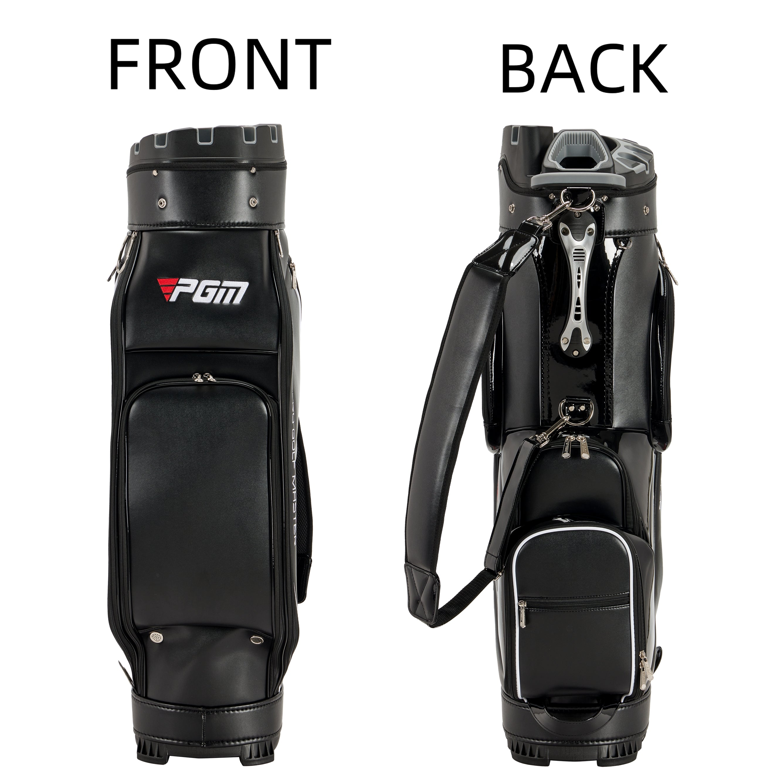 PGM Golf Cart Bag 14 Way Organizer Divider Silent Top Waterproof Bag/black PU leather