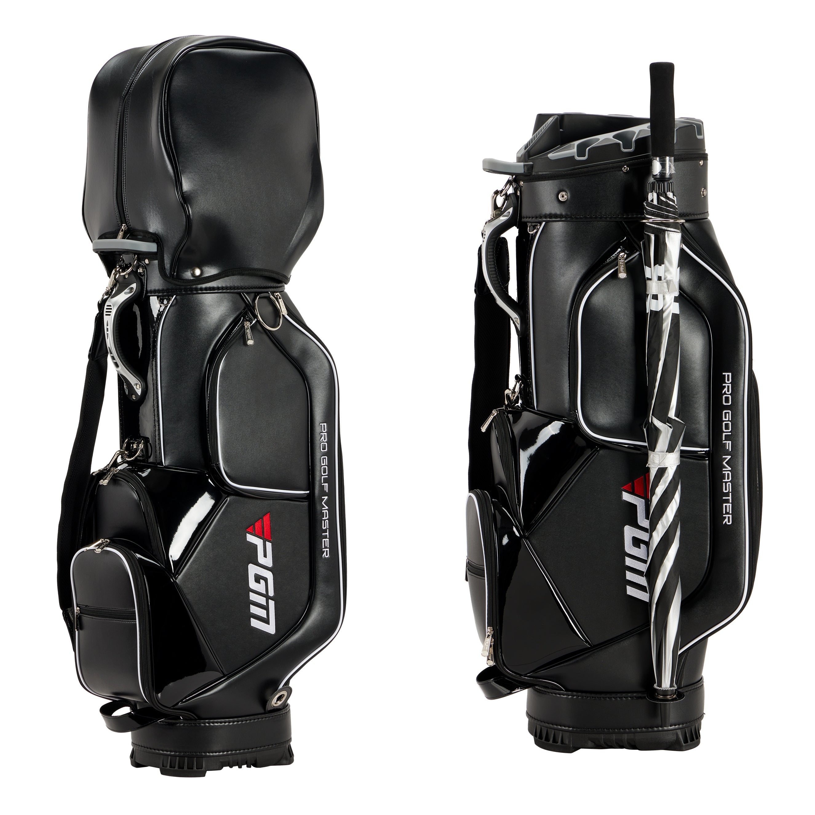PGM Golf Cart Bag 14 Way Organizer Divider Silent Top Waterproof Bag/black PU leather