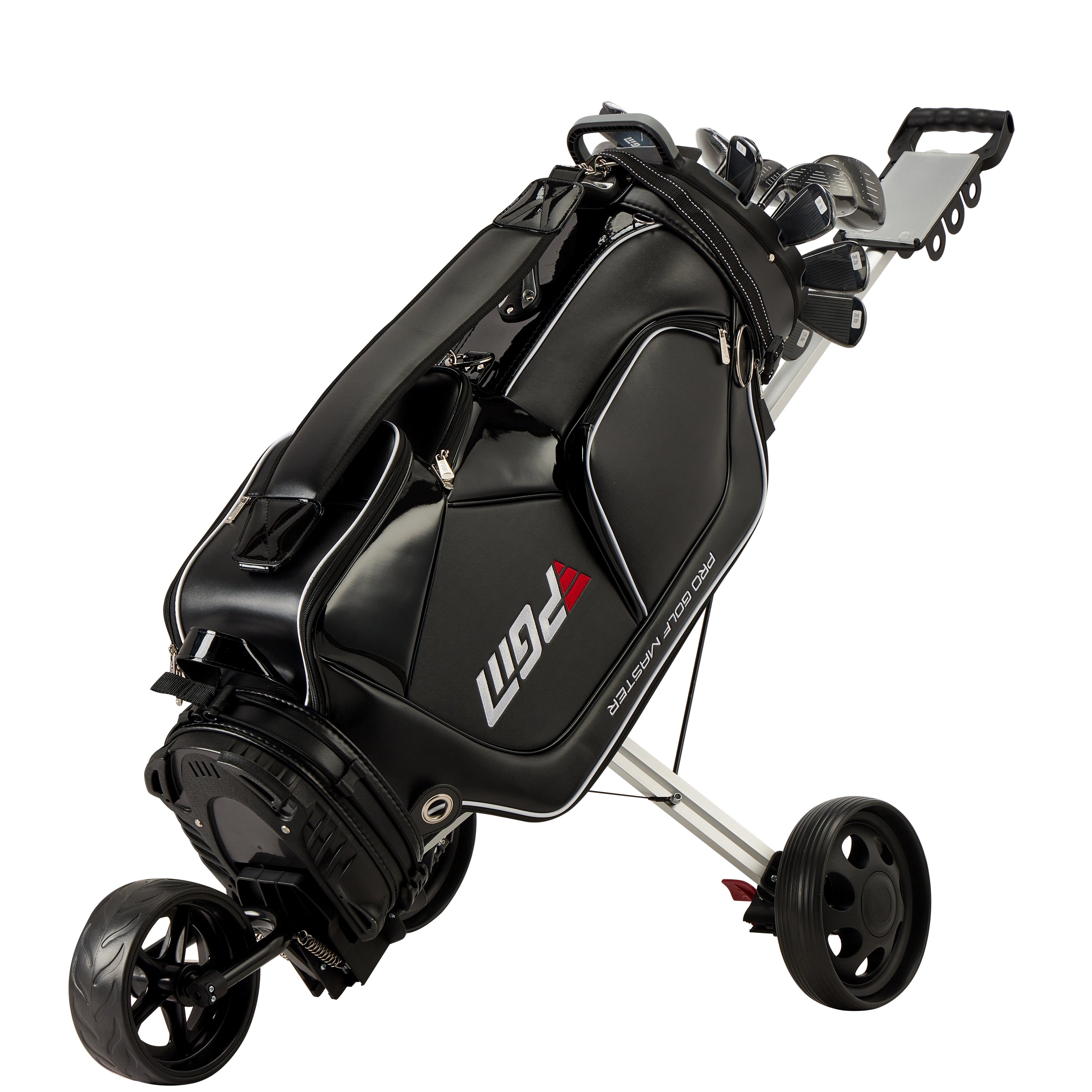 PGM Golf Cart Bag 14 Way Organizer Divider Silent Top Waterproof Bag/black PU leather