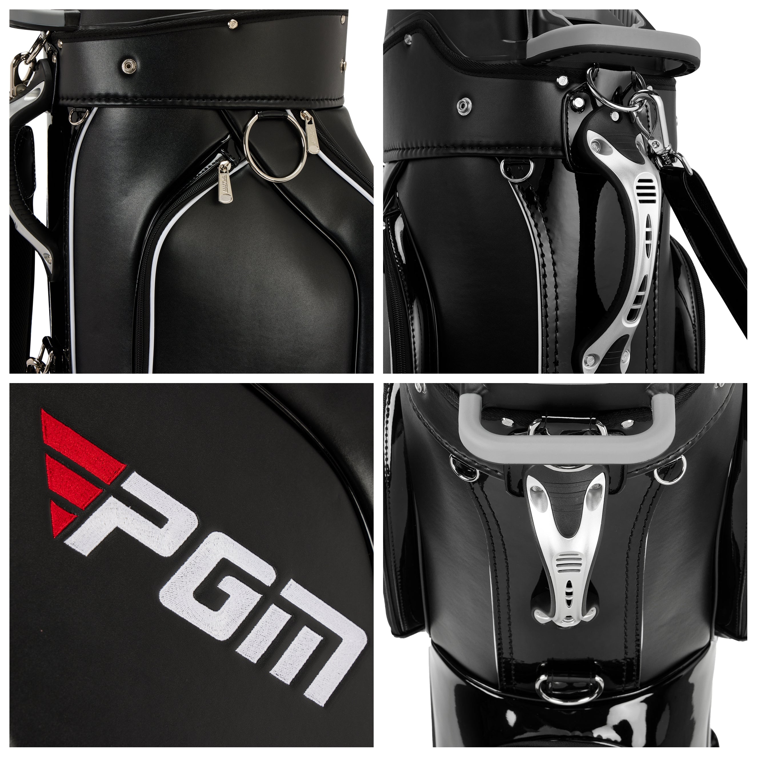 PGM Golf Cart Bag 14 Way Organizer Divider Silent Top Waterproof Bag/black PU leather