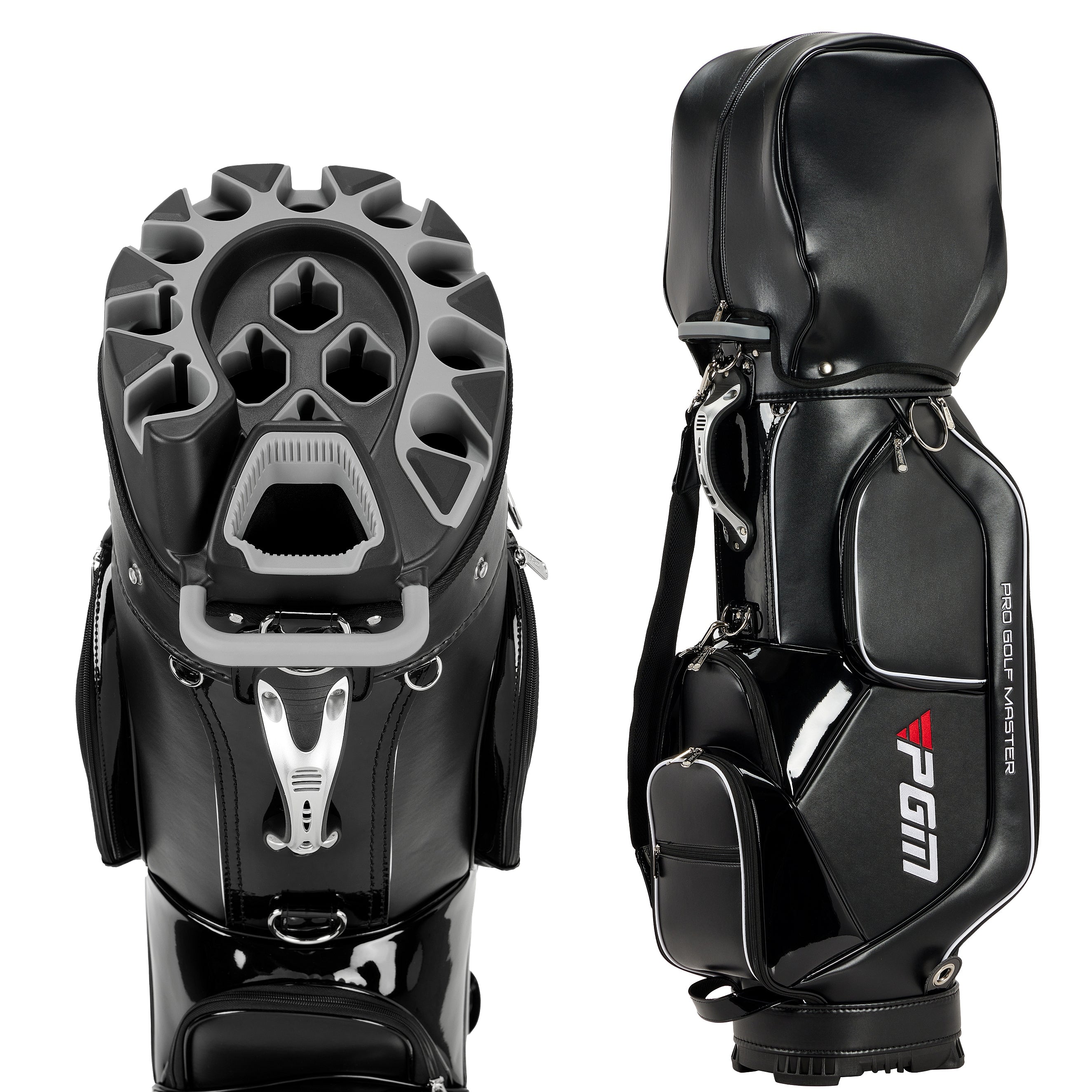PGM Golf Cart Bag 14 Way Organizer Divider Silent Top Waterproof Bag/black PU leather