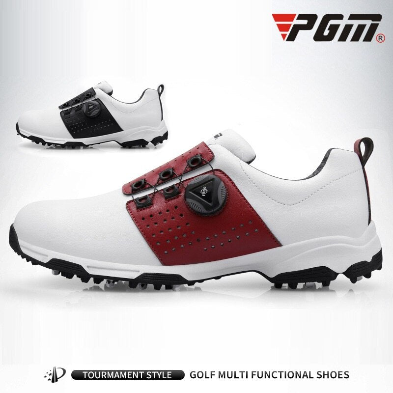 PGM Golf Shoes Men's Waterproof Sports Shoes Spikes Anti-skid Sport Sneaker Male Knobs Buckle Golf Shoes XZ096