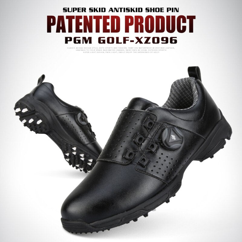 PGM Golf Shoes Men's Waterproof Sports Shoes Spikes Anti-skid Sport Sneaker Male Knobs Buckle Golf Shoes XZ096