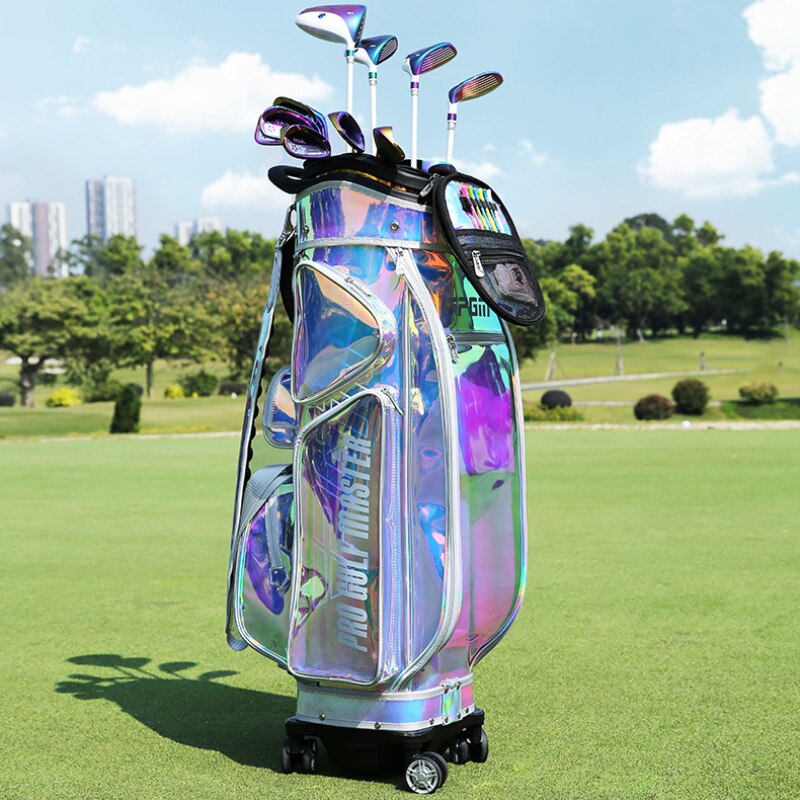 PGM Women Golf Bag Colorful Expansion TPU Waterproof Four-wheel Flat Push Air Consignment Bags Dust-proof Rain Cover Gift QB122