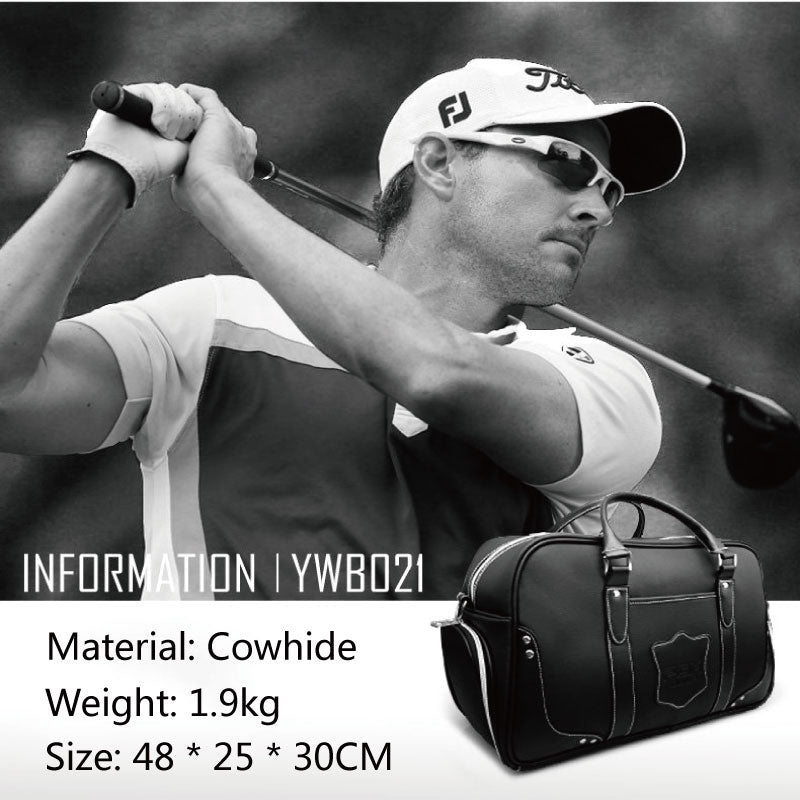 PGM Black Golf Clothing Bag men's motion portable bag Built-in shoes bag Large Capacity Leather YWB021