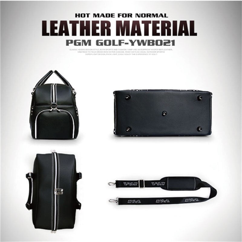 PGM Black Golf Clothing Bag men's motion portable bag Built-in shoes bag Large Capacity Leather YWB021