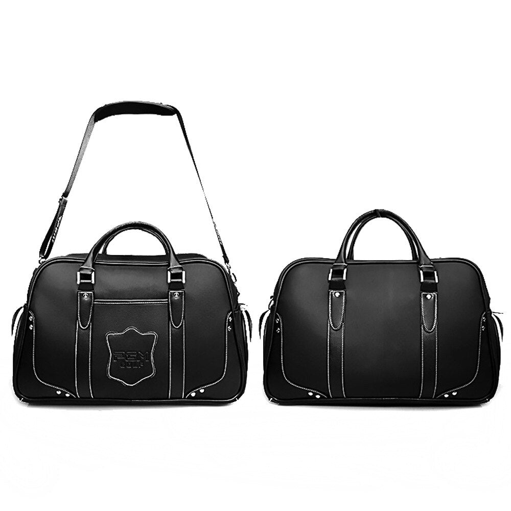 PGM Black Golf Clothing Bag men's motion portable bag Built-in shoes bag Large Capacity Leather YWB021