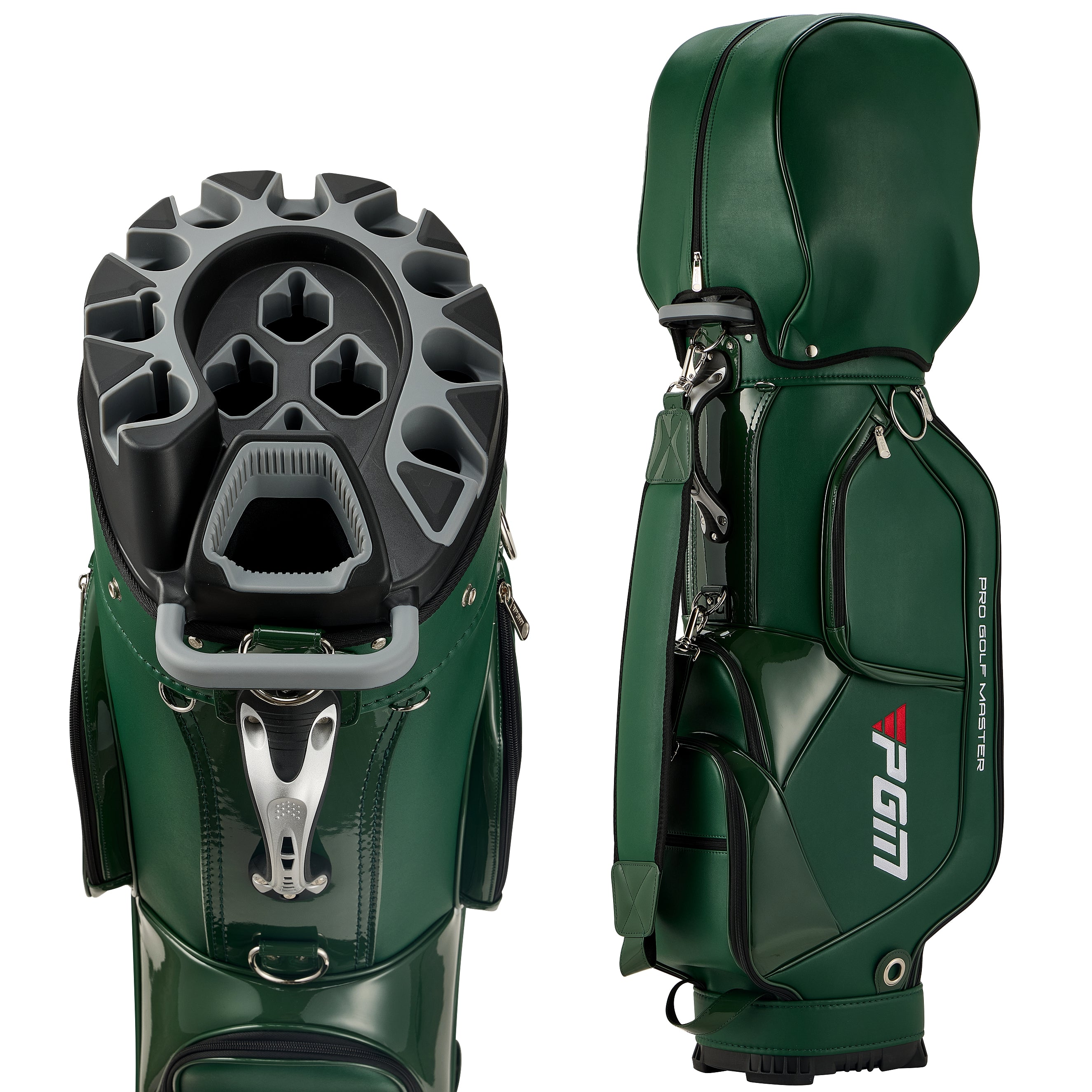PGM Golf Cart Bag 14 Way Organizer Divider Silent Top Waterproof Bag/Green leather