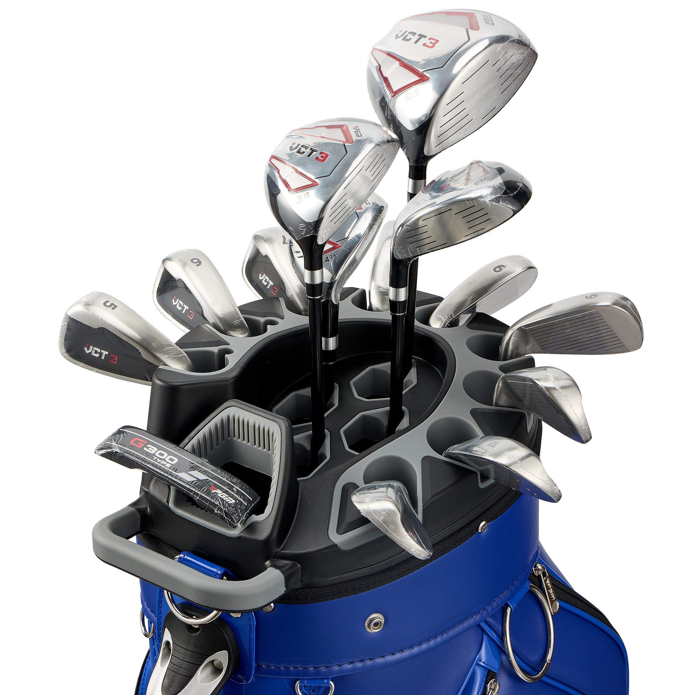 PGM Golf Cart Bag 14 Way Organizer Divider Silent Top Waterproof Bag/Blue leather