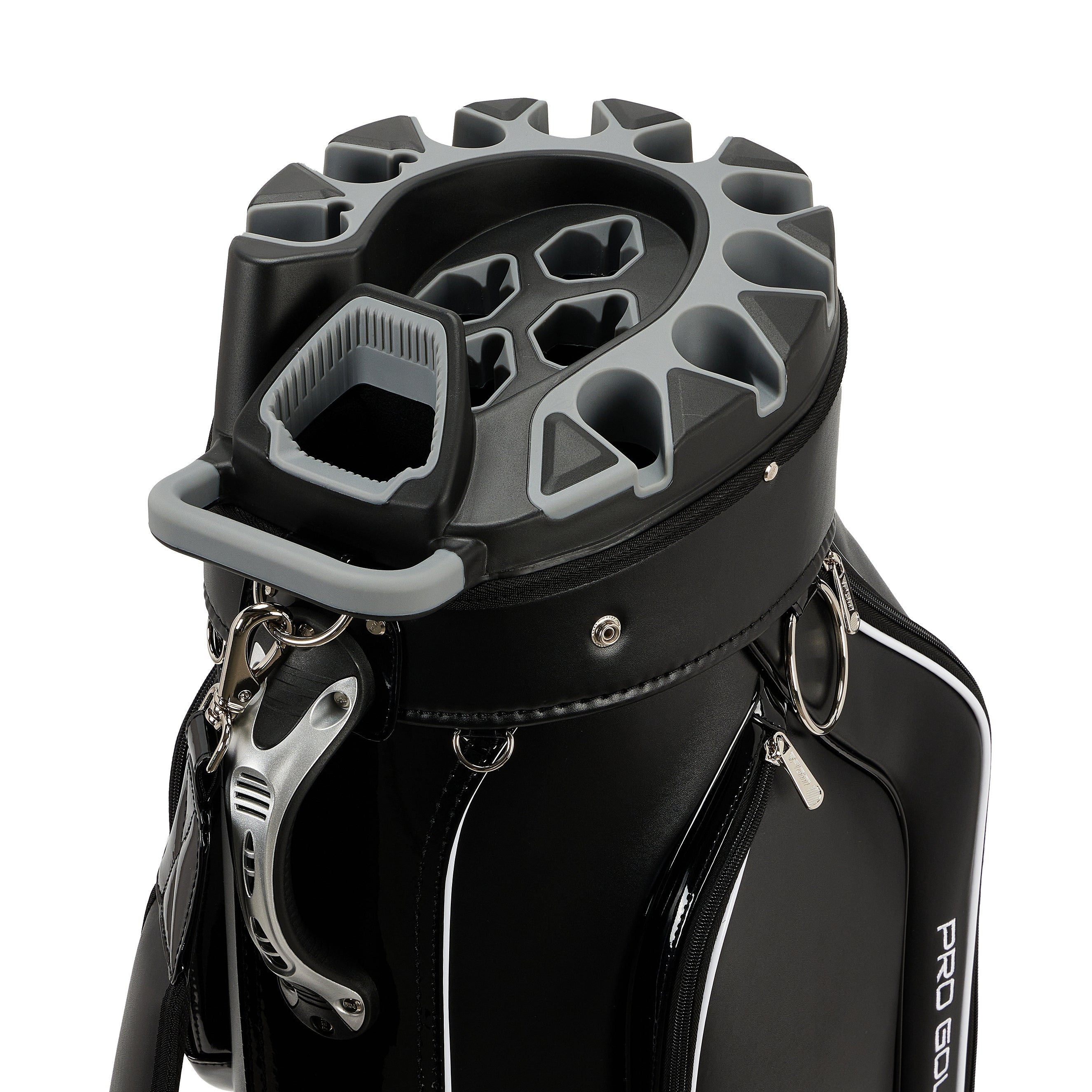 PGM Golf Cart Bag 14 Way Organizer Divider Silent Top Waterproof Bag/black leather