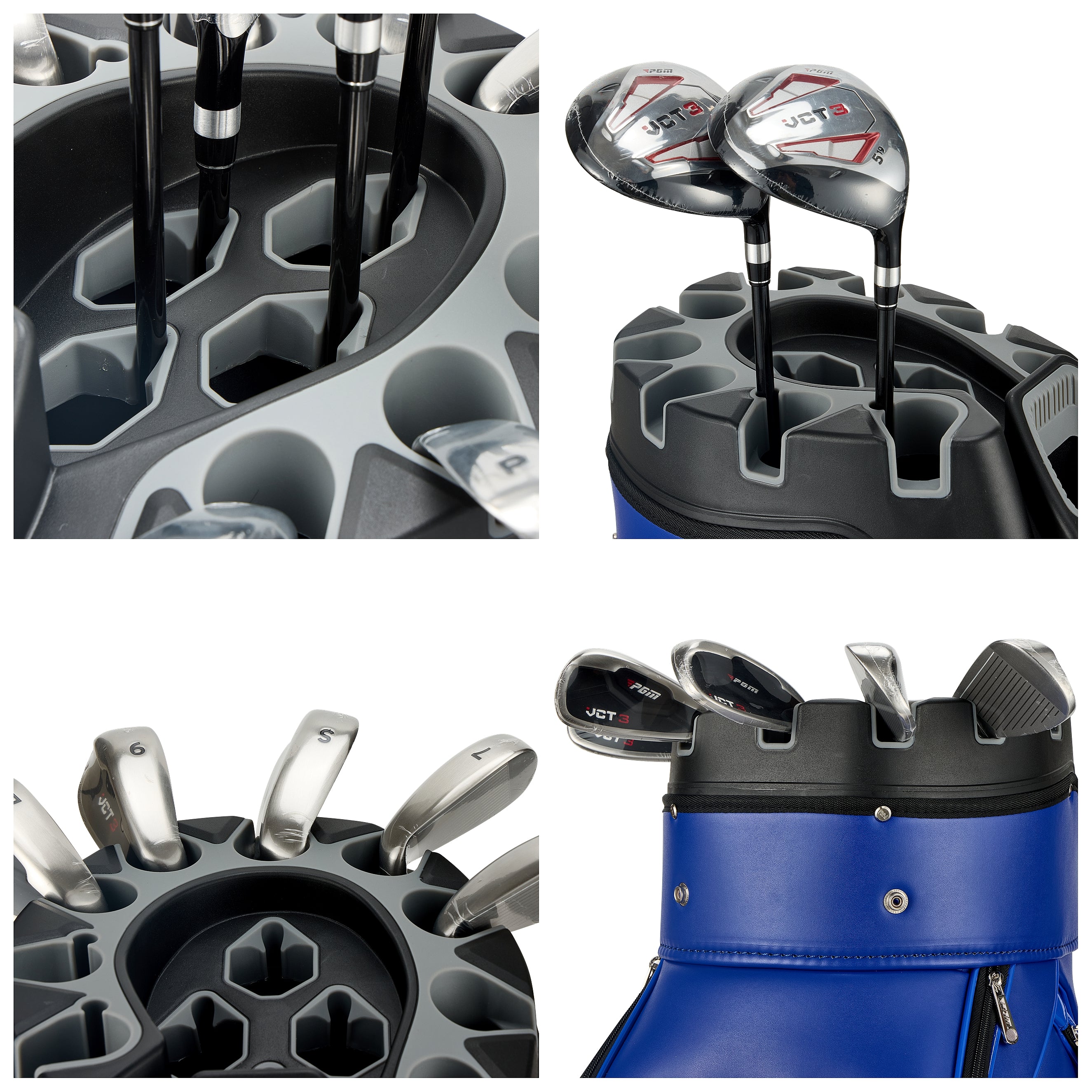 PGM Golf Cart Bag 14 Way Organizer Divider Silent Top Waterproof Bag/Blue leather